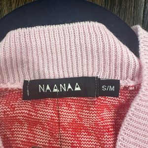 NaaNaa knit houndstooth vest in pink & red